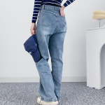 즈본 미들 웨스트 스판 와이드 일자 여성 청바지 J2072