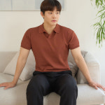 핵쿨남 핵쿨남 남성용 아이스쿨링 머슬핏 반팔 오픈 카라 니트 100
