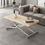 리프트업 테이블 높낮이조절 소파협탁 소파 베드 보조 호두색 수납 올인원 80 40사각