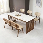 대가족 6인용 세라믹식탁 등받이의자 벤치 세트 고급스러운 커피숍테이블 홈카페