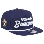 뉴에라 1137610 뉴에라 모자 MLB 밀워키 브루어스 Team Text Golfer Snapback Hat - Nav