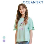 오션스카이 오션스카이 여아 소매 컷팅 그래픽 T-SHIRT
