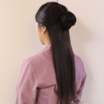 올림머리 똥머리 가발 머리끈 자연갈색