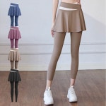 여성 4컬러 절개 레깅스 일체형 스커트 요가 필라테스