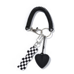 블랙앤화이트 체크 키링 고리 키홀더 가방꾸미기