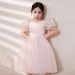 베베몽스토리 여아용 심플 퍼프 소매 원피스 130