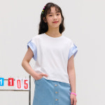 오션스카이 스트라이프 롤업 반팔 티셔츠 DBJG5952E01