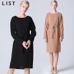 리스트 리스트 LIST 미니멀 라운드 벨티드 원피스 택가격 238000