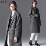 리스트 리스트 리스트 LIST 지적인 울 블렌드 드롭 숄더 체크 코트 428000
