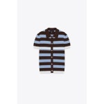 자라 자라 ZARA 스트라이프 니트 폴로 탑 - 브라운-블루 3920 203 049 3315703