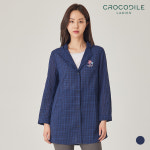 크로커다일레이디 꽃자수 포인트 롱 체크코트 CLBMCT201