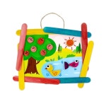 유치원 나무조각으로 오리연못 액자만들기 어린이집 방과후놀이 미술교재 미술재료 초등미술재료