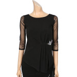 노브댄스복 A644 허리주름보석티 라인댄스복 라틴 모던 웰빙 라인 사교 단체복 댄스티셔츠 국산댄스복 사계절 88