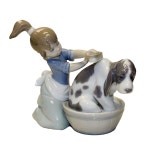 야드로 LLADRO LLADRO Bashful Bather 강아지 조각상 도자기 소녀 피규어 778788