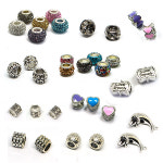 비즈재료 참팔찌참 큰구멍참 B22 컬러하트-핑크 1개