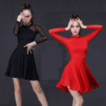 솔리드 2색 원피스 라틴 댄스 댄스복 라인 사교 모던 댄스스포츠 스포츠 왈츠 밸리 의상