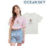 오션스카이 여아 소매 레이스 포인트 T-SHIRT