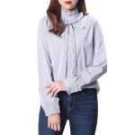 시에로 하이넥프릴장식스트라이프셔츠 SF3SHF069
