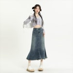 Cwadun 가을 긴 허리 피쉬 테일 스커트 S AB0246