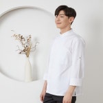 BE THE CHEF 긴팔 7부 반팔겸용 하프 크로스넥 조리복 S O-190-2