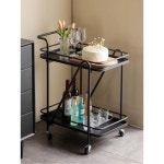 이동식 가정용서빙카트 트레이 주방카트 우드 1 아이보리 조립 80X60X40