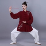 2024 중국 전통 태극권 우슈 유니폼 꽃 자수 쿵푸 스포츠 훈련 아침 운동 워킹 무술 세트