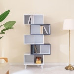 모던 지그재그 디자인 오픈형 책장 소품 수납장 5단 3색 시스템 거실 작은방