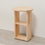 키큰 2단선반 테이블 삼나무 원목 협탁 사이드 차테이블 H6697