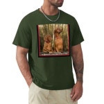 신은이 두 강아지 티셔츠 귀여운 옷 빈티지 상의 여름 옷 반팔 티 1개 65 Army Green M