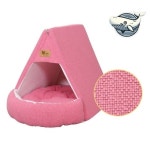 핑크 애견 텐트형 구조 강아지 쉼터 아늑한