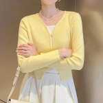 예쎄 볼레로스타일 V넥 크롭 니트 가디건 S5SCD406A