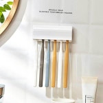 접착 칫솔 꽂이 6구 칫솔 거치대 위생걸이 덮개