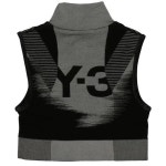 Y-3 와이쓰리 엔지니어링 니트 크롭 슬리브리스 Y 3 로고 인타르시아 하이넥 탑 HY5875BLACKVISGREY