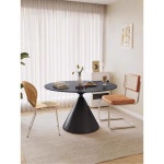 고요한 라운드 식탁 가정용 슬래브 테이블 매트 스톤 원형 원목쿠션 블랙풋 2개