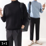 1 1 부드럽고 촉감이 리븐 스판 반폴라 니트 스웨터 오버핏 터들넥 ZZBKN046