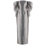 SOLACE LONDON Laylah Off Shoulder Long Dress with Rear SIngle Slit in Tech Fabric Woman OS43021