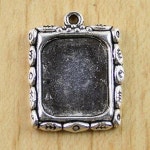티베트 레브 림 액자 카보숑 설정 참 25x19mm 10 h0331