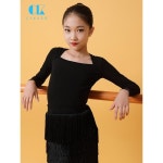 아동 라틴 댄스 연습복 긴소매 분할 의류 G1159