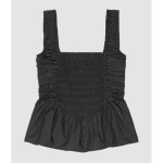 GANNI 블라우스 코튼 팝린 스모크 스트랩 F9336