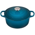 Le Creuset 에나멜 주철 시그니처 라운드 더치 오븐 4 3L 4 5쿼트 딥 틸-36-25