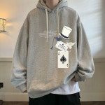 씨유언니 남성 춘추 프린팅 레터링 여유로운 핏 후드티 캐주얼 편한 맨투맨티 데일리룩