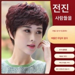 가발 중가발 단발 리얼 헤어 올인원 여성 중노춘추 엄마 토트 헤드 다크 하나 1개