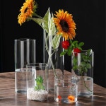 심플 꽃다발 꽃병 긴유리화병 원통 테라리움