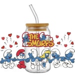 미니소 만화 스머프 패턴 전사 스티커 방수 데칼 유리 컵 랩 1개 24 H3731