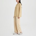 JAJU 여 피치스킨 10부 파자마 팬츠 DARK DARK KHAKI S DARK