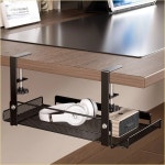 1PCS 책상 아래 케이블 선반 관리 스틸 데스크 트레이 와이어 주최자 드릴 small bla