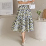 다잇템 여성 콘트라스트 꽃무늬 휴양지룩 티어드 롱스커트 20357812 588872