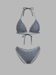 샵사이다 V넥 체크 체리 그래픽 컨트라스팅 바인딩 홀터 치키 비키니 수영복227843 S