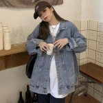 화이트 크롭데님자켓 진청자켓 흑청자켓 흑 크롭 롱 스판 트러커 롱자켓 숏 청자켓 L 푸른 색