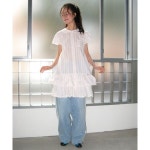론론 ROUND COLLAR FRILL KANGKANG SHIRT DRESS RR25AOP4104
